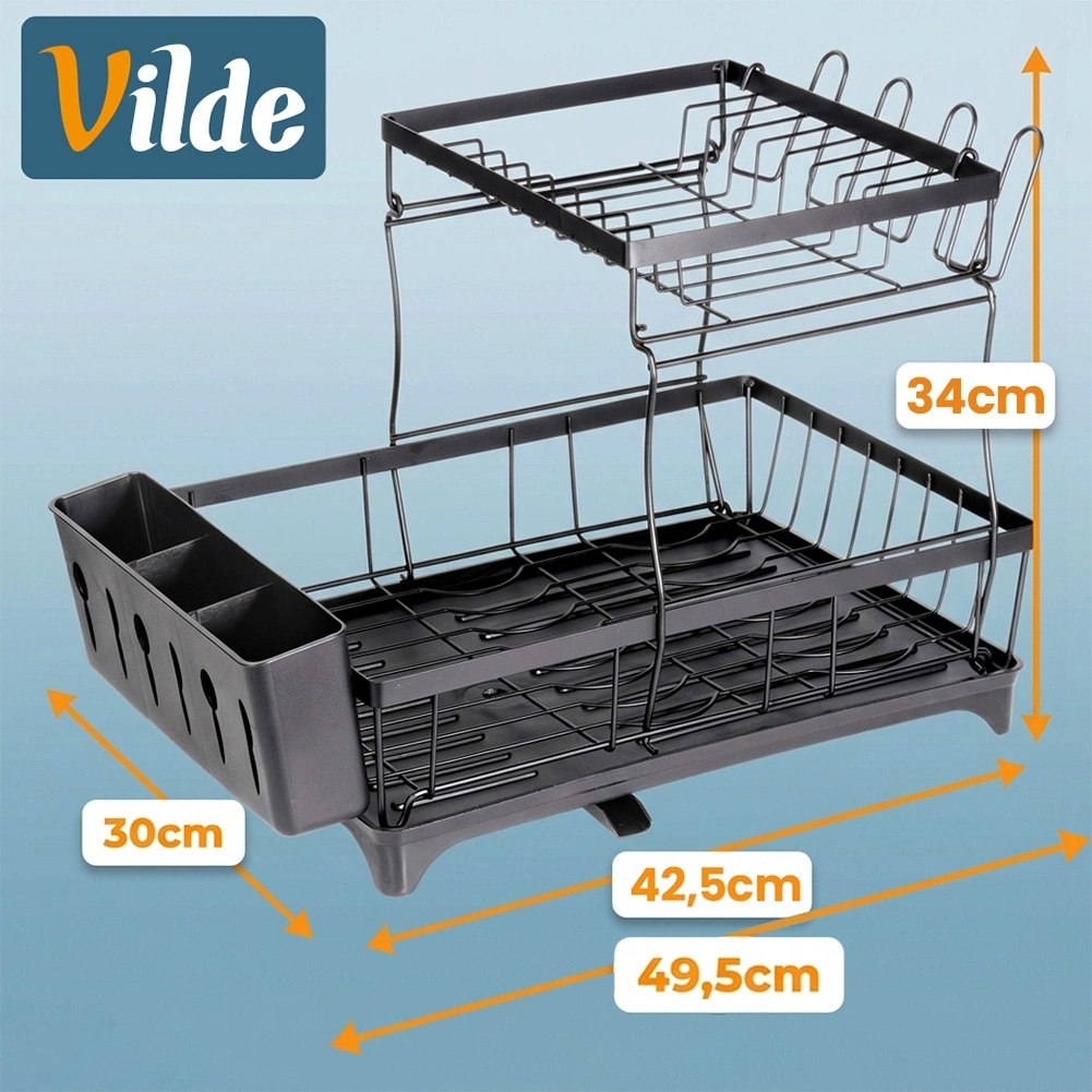 Suszarka do Naczyń 2 Poziomy 49,5 cm z Wylewką Ociekacz Loft VILDE - obrazek 5