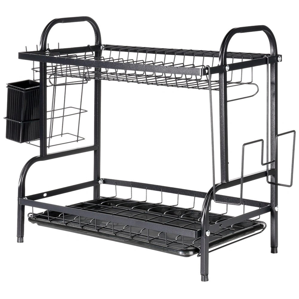 Suszarka do Naczyń Dwupoziomowa 52 cm Czarna Ociekacz Loft VILDE - obrazek 3