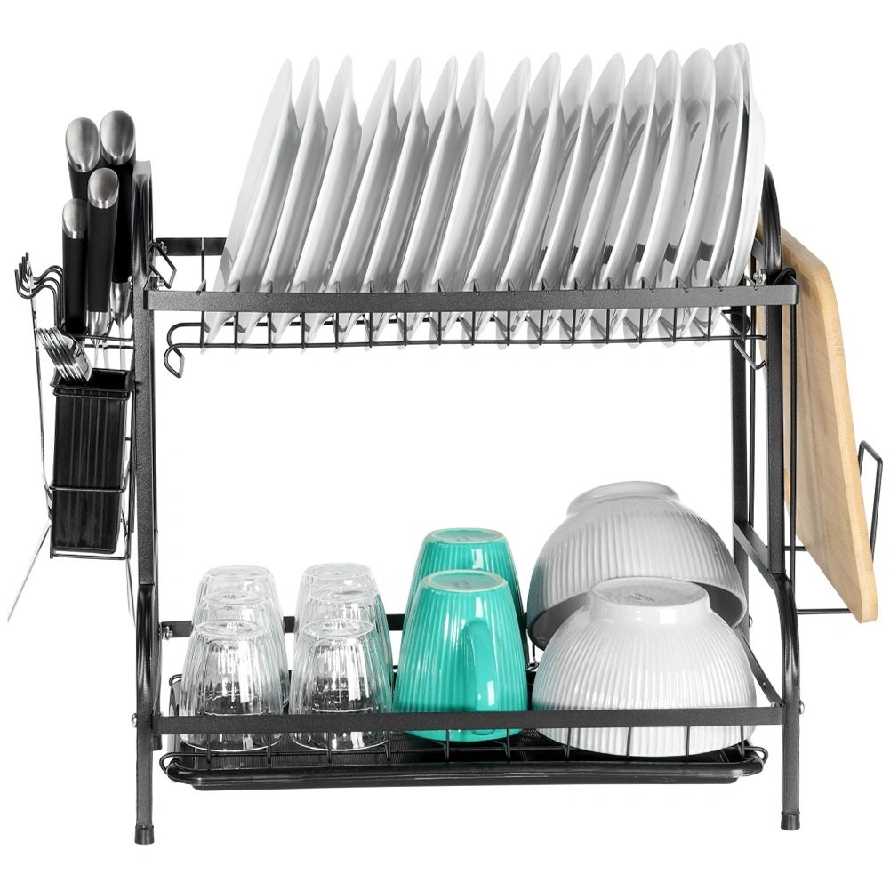 Suszarka do Naczyń Dwupoziomowa 52 cm Czarna Ociekacz Loft VILDE - obrazek 6
