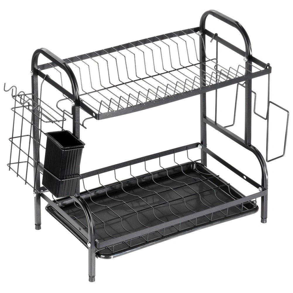 Suszarka do Naczyń Dwupoziomowa 52 cm Czarna Ociekacz Loft VILDE - obrazek 8