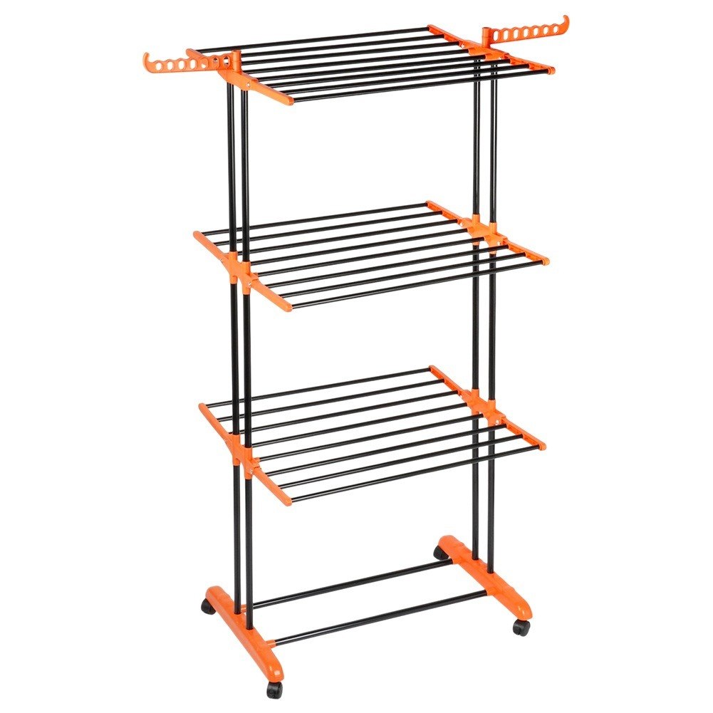 Suszarka na pranie metalowa czarna pionowa na kółkach XXL 73x170 cm - obrazek 3