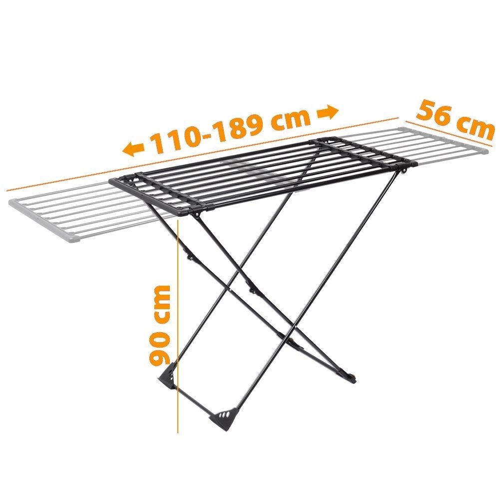 Suszarka na Pranie XXL Rozsuwana z Kółkami Czarna Składana 189 cm VILDE - obrazek 4