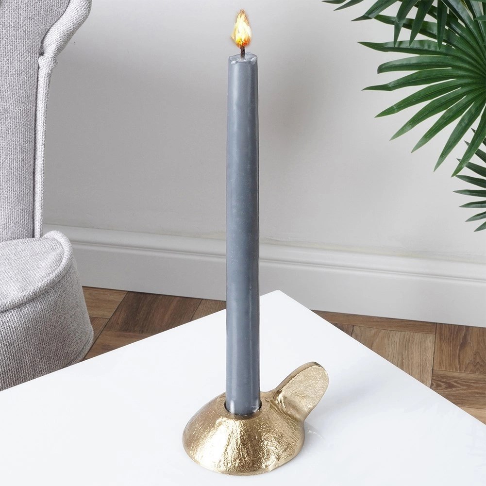 Świecznik na Długą Świecę Aluminium Złoty HOME STYLING COLLECTION LOFT - obrazek 2