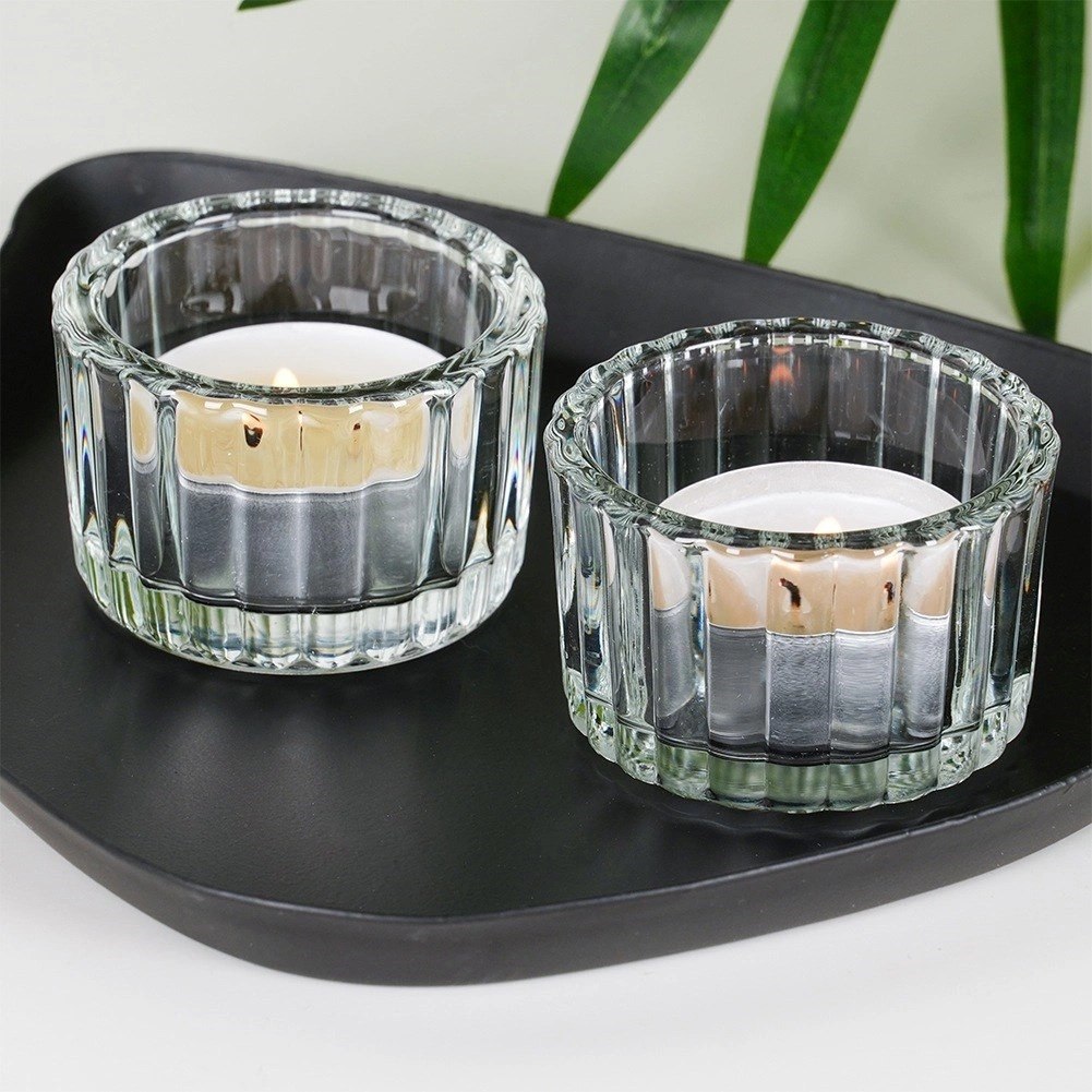 Świecznik szklany na tealight 5,7 cm 2 szt. - obrazek 2