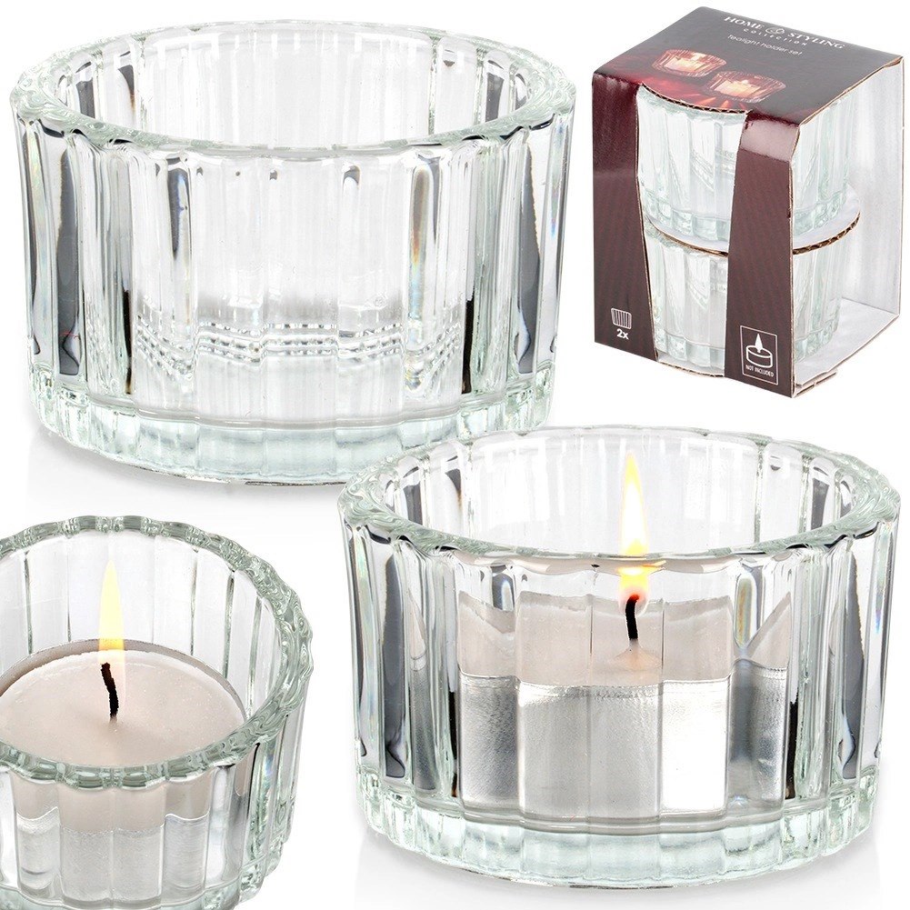 Świecznik szklany na tealight 5,7 cm 2 szt. - obrazek 7