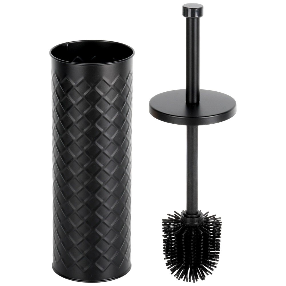 Szczotka do WC Silikonowa Czarna Metalowy Pojemnik Stojak 38 cm VILDE - obrazek 3
