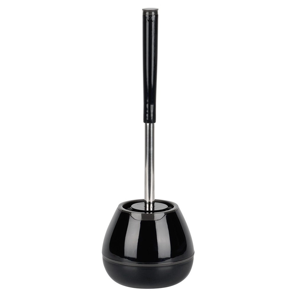 Szczotka do toalety silikonowa ze stojakiem i szczypcami czarna 42 cm - obrazek 3