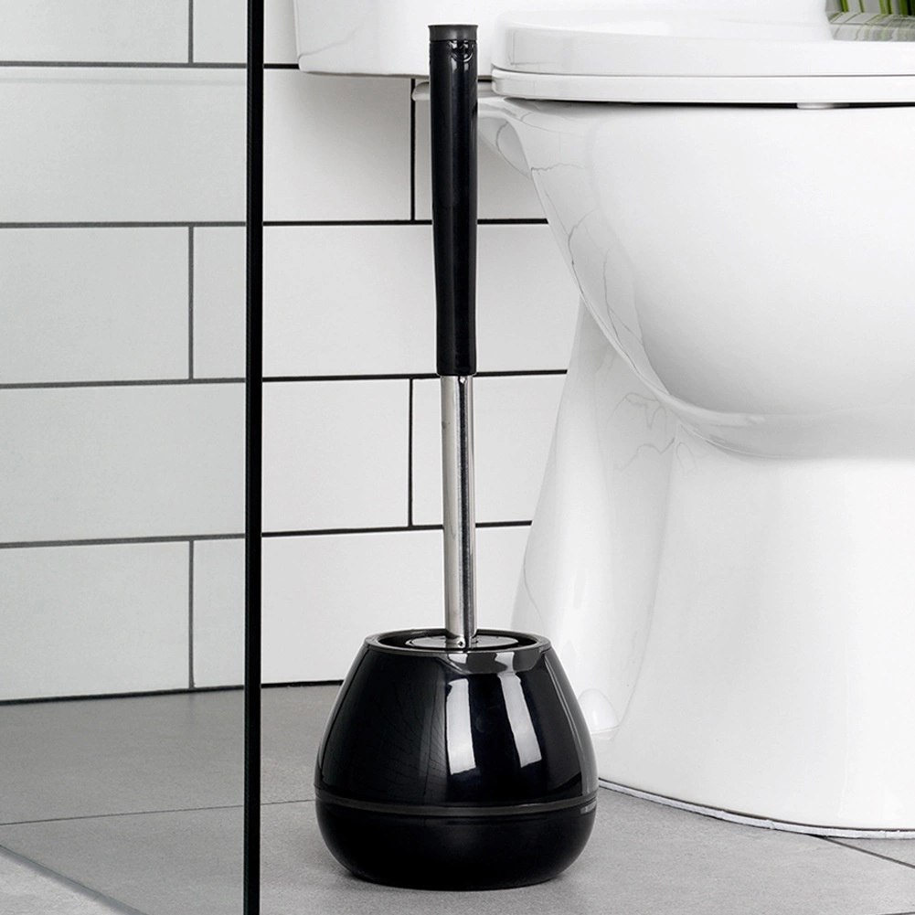 Szczotka do toalety silikonowa ze stojakiem i szczypcami czarna 42 cm - obrazek 6