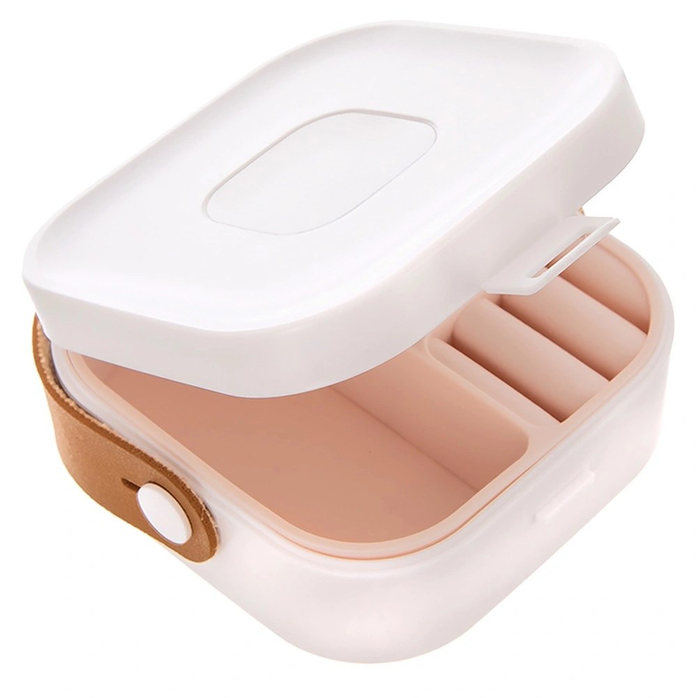 Szkatułka na Biżuterię z Lusterkiem Podróżne Etui Białe Eleganckie - obrazek 3