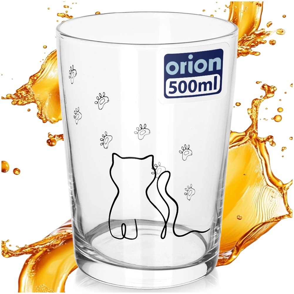 Szklanka Dekoracyjna z Grafiką KOTEK do Napojów i Mleka 500 ml ORION - obrazek 4