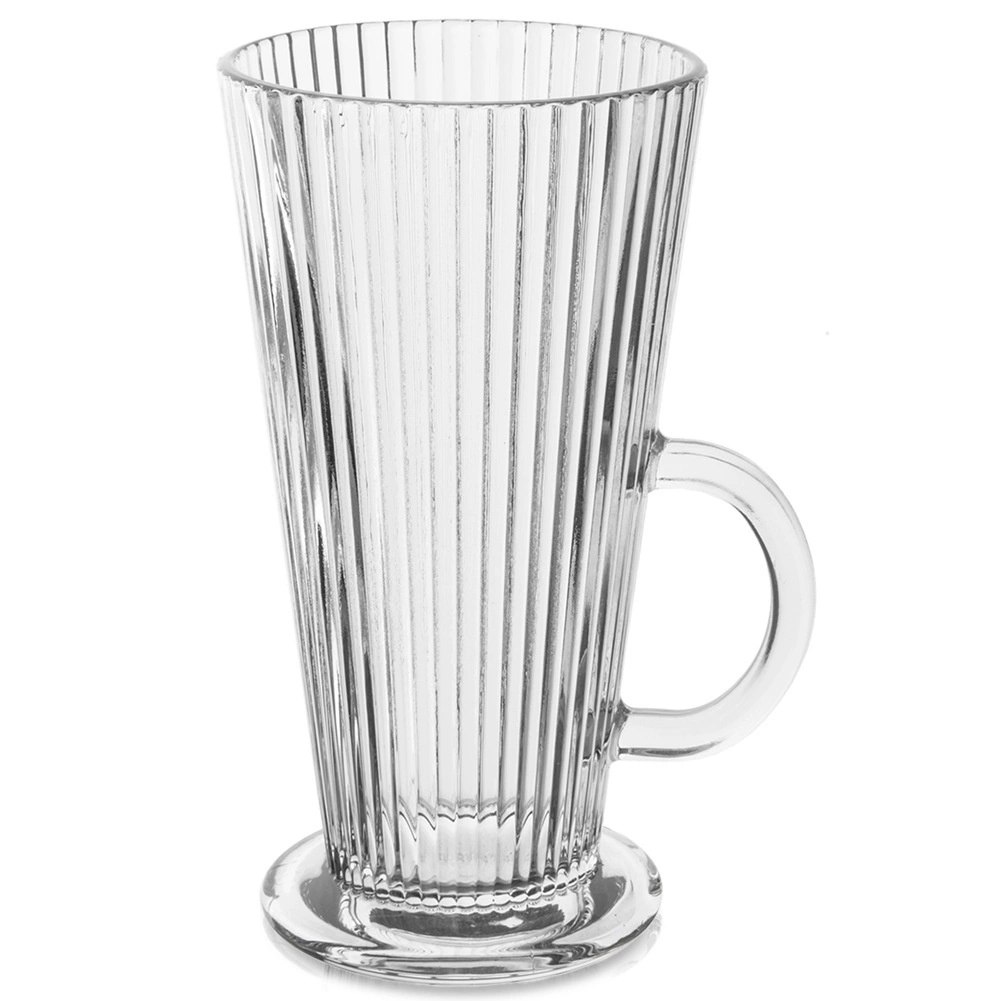 Szklanka Wysoka z Uchem do Kawy Latte Cappuccino Ryflowana 300 ml ORION