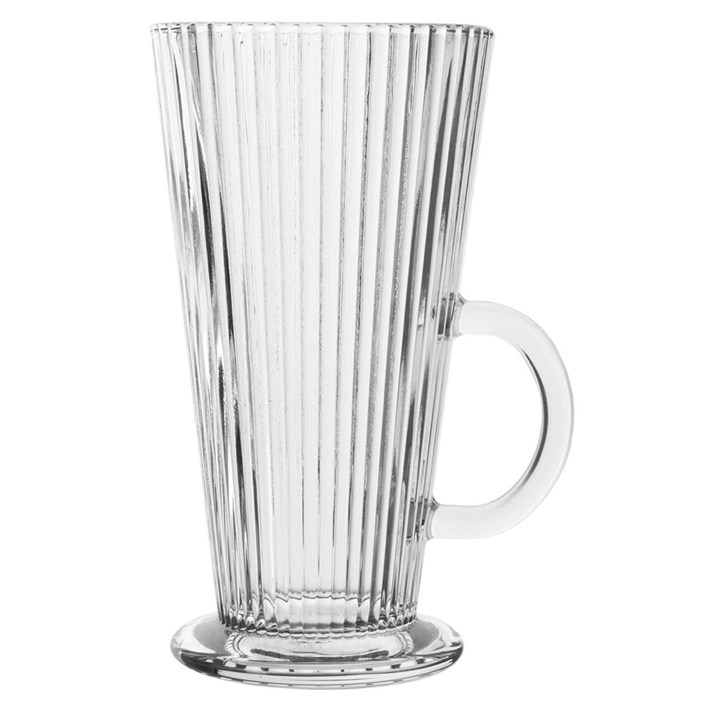 Szklanka Wysoka z Uchem do Kawy Latte Cappuccino Ryflowana 300 ml ORION - obrazek 3