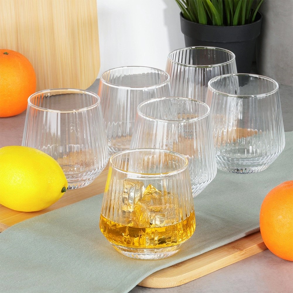 Szklanki Zestaw 6 szt. 350 ml VILDE Ryflowane Szkło do Whisky Zmywarka - obrazek 2