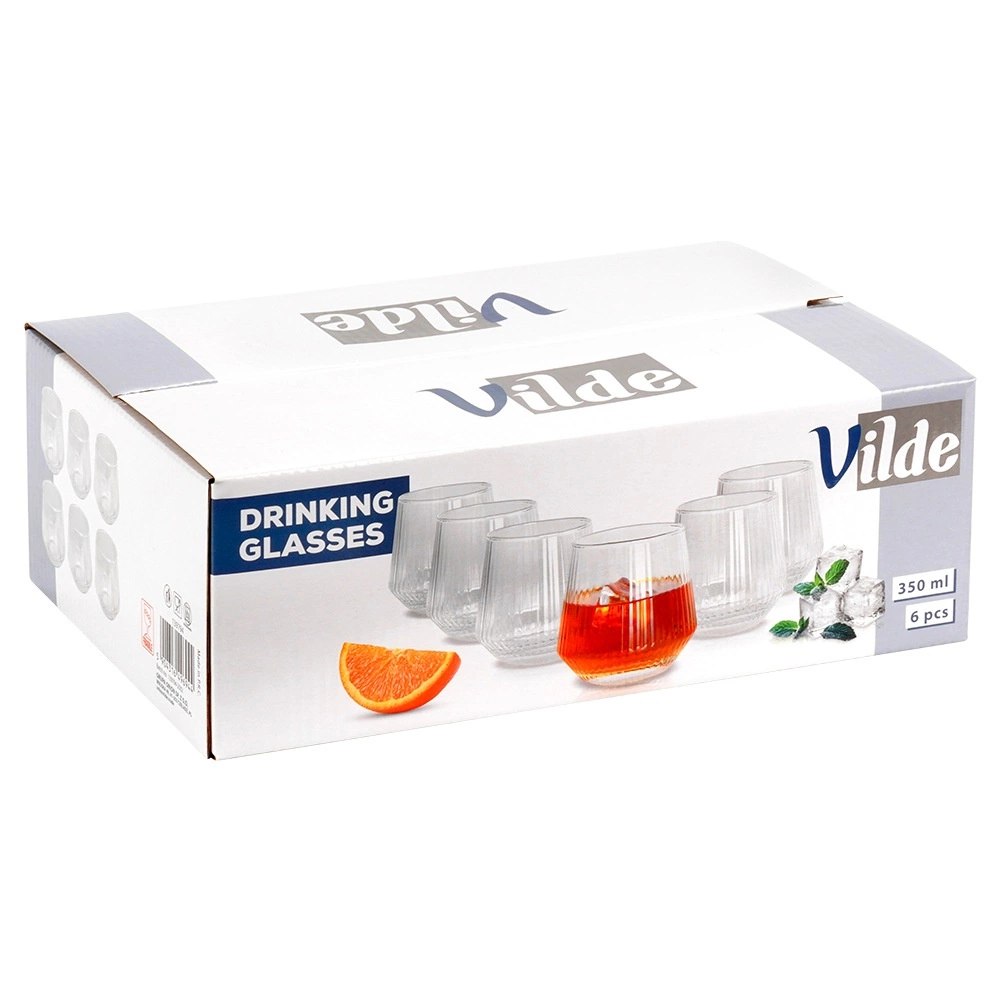 Szklanki Zestaw 6 szt. 350 ml VILDE Ryflowane Szkło do Whisky Zmywarka - obrazek 6