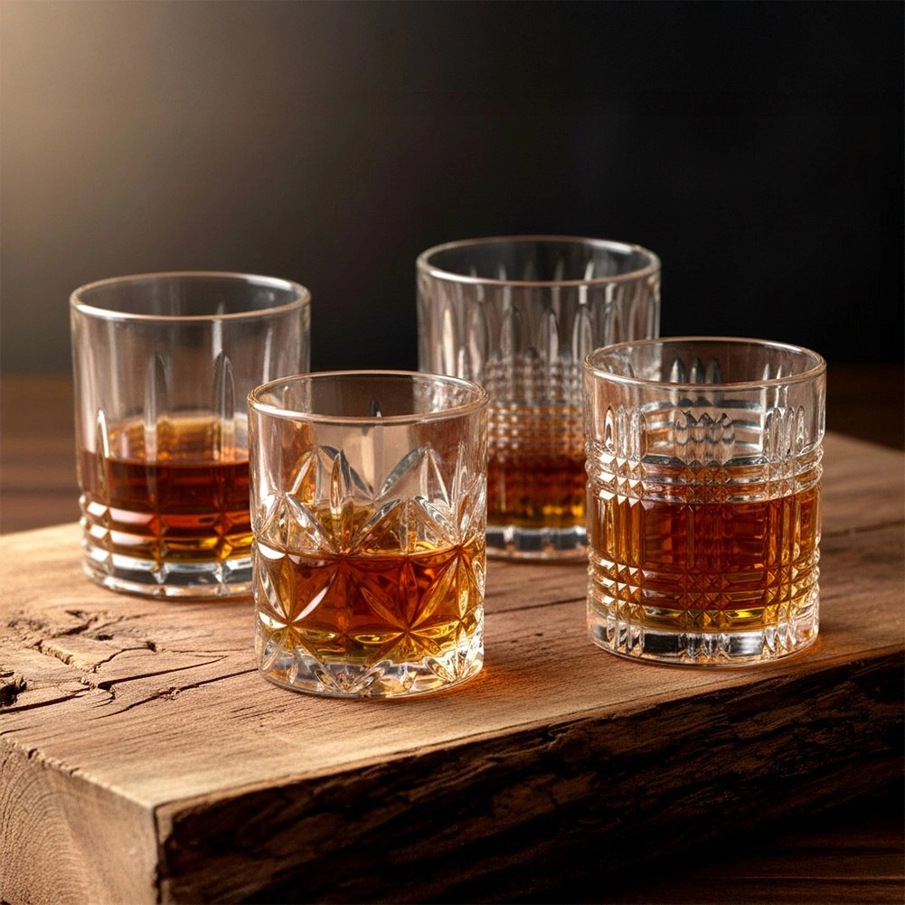 Szklanki do Whisky 290 ml Złoty Rant Kryształowy Wzór 4 szt. - obrazek 2