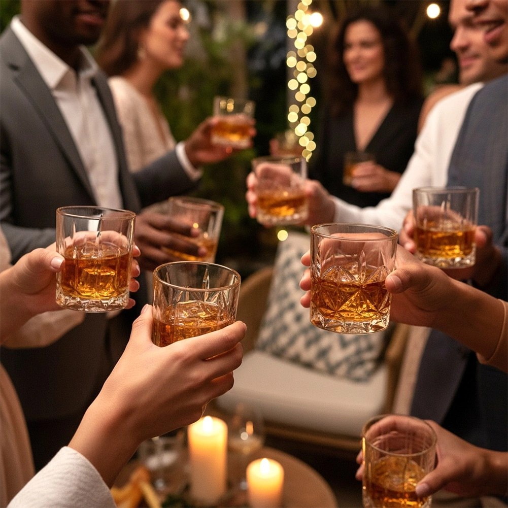 Szklanki do Whisky 290 ml Złoty Rant Kryształowy Wzór 4 szt. - obrazek 4