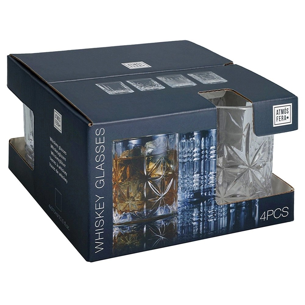 Szklanki do Whisky 290 ml Złoty Rant Kryształowy Wzór 4 szt. - obrazek 5