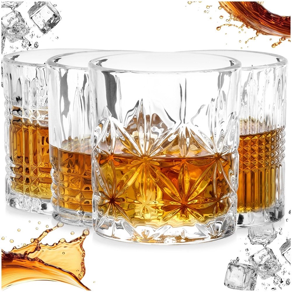 Szklanki do Whisky 290 ml Złoty Rant Kryształowy Wzór 4 szt. - obrazek 6