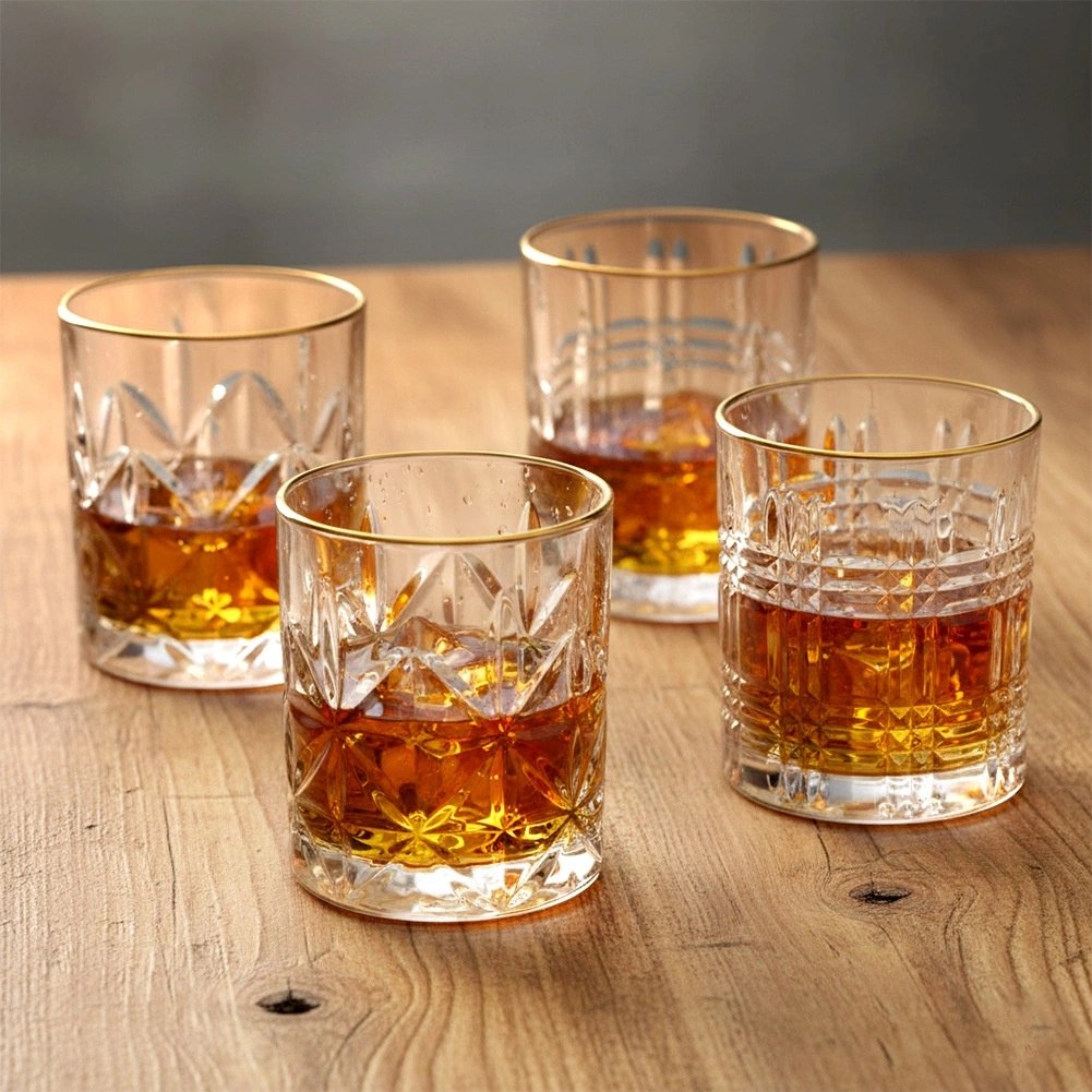 Szklanki do Whisky 290 ml ze Złotym Rantem Komplet 4 sztuk VILDE Drink - obrazek 2