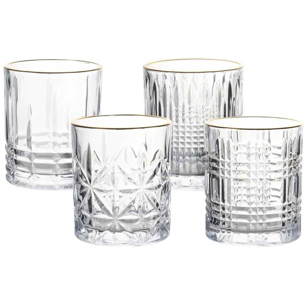 Szklanki do Whisky 290 ml ze Złotym Rantem Komplet 4 sztuk VILDE Drink - obrazek 3