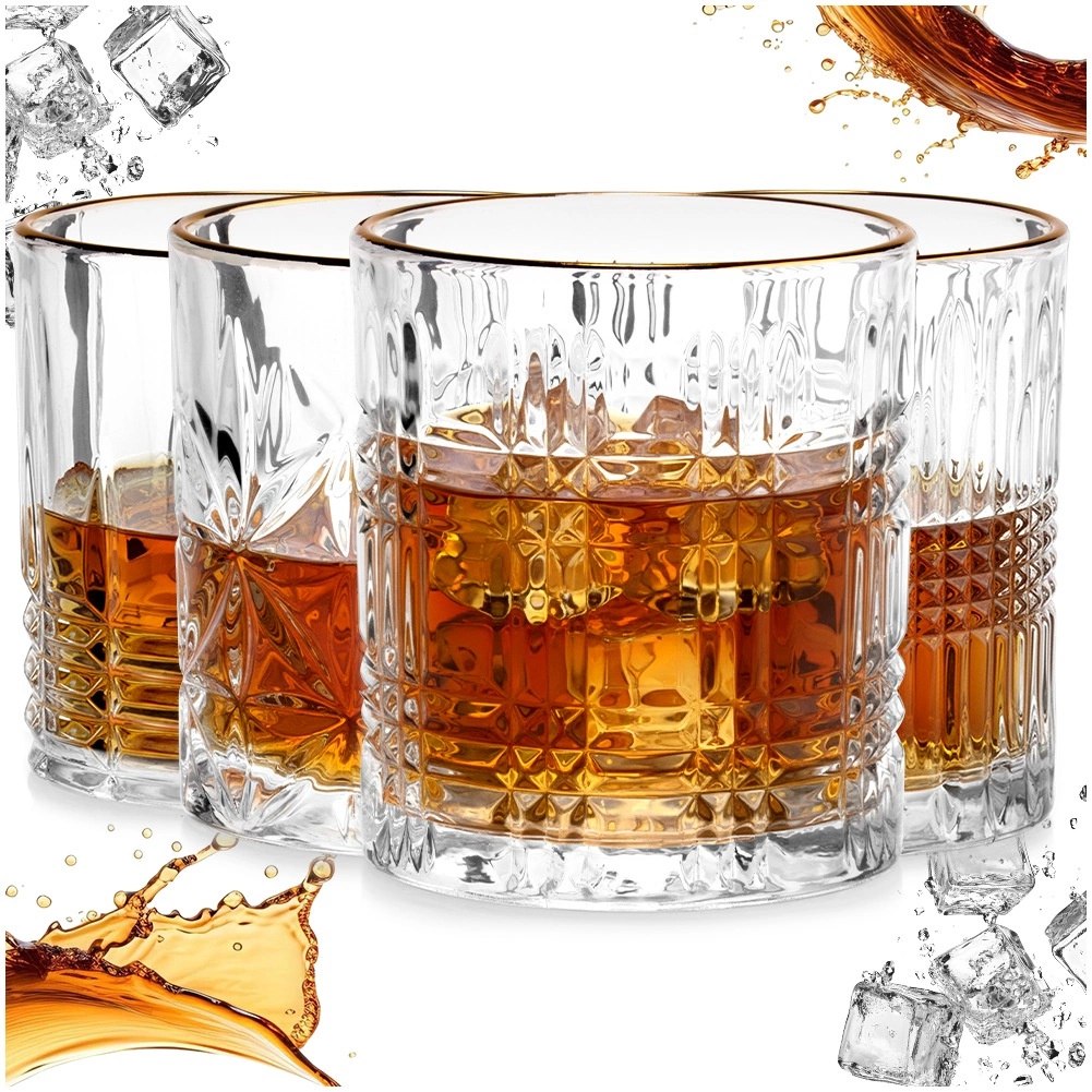 Szklanki do Whisky 290 ml ze Złotym Rantem Komplet 4 sztuk VILDE Drink - obrazek 6