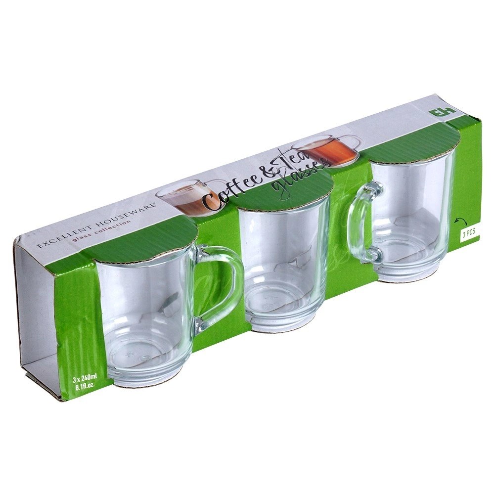 Szklanki do Kawy Herbaty Zestaw 3 szt. 230 ml EXCELLENT z Uchwytem - obrazek 6