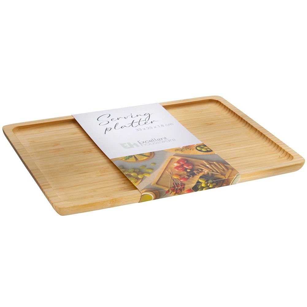 Taca Bambusowa do Serwowania Prostokątna 33 x 23 cm Drewniana - obrazek 5