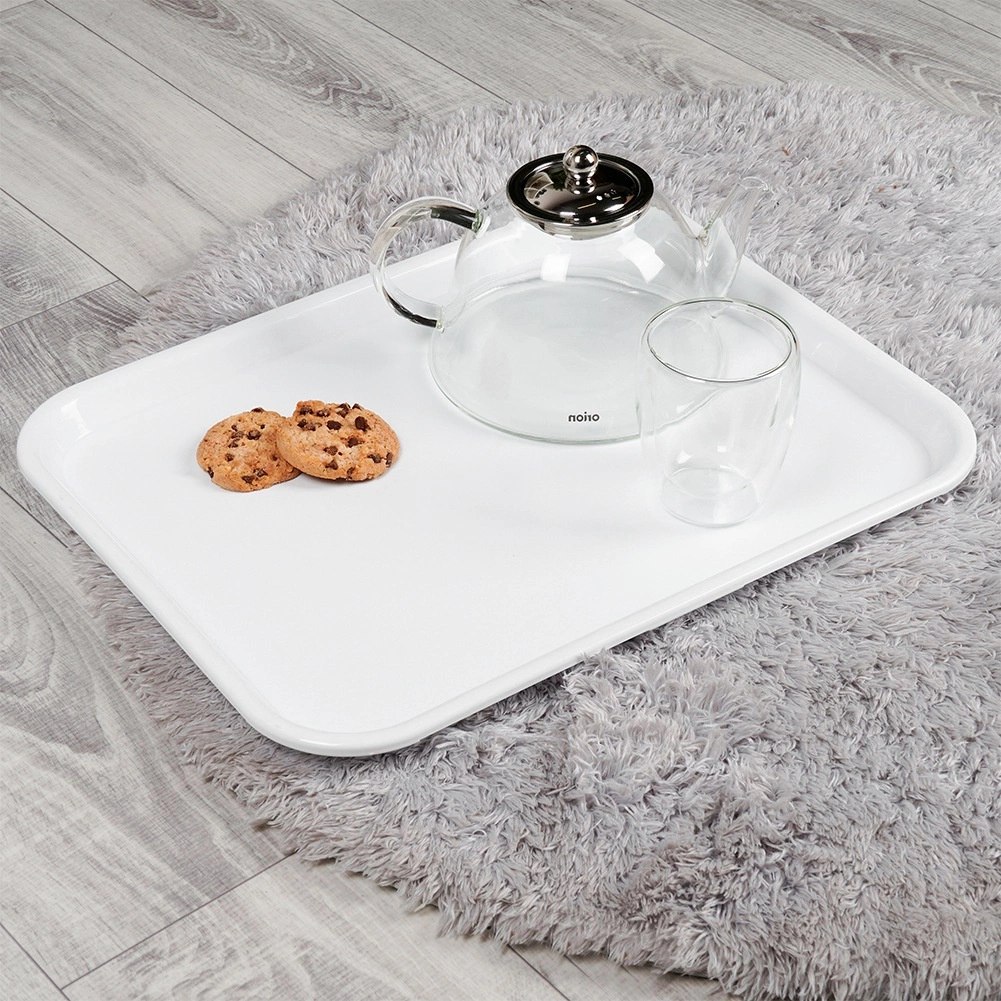 Taca do Serwowania Plastikowa Antypoślizgowa 45,5 x 35,5 cm ORION Biała - obrazek 4
