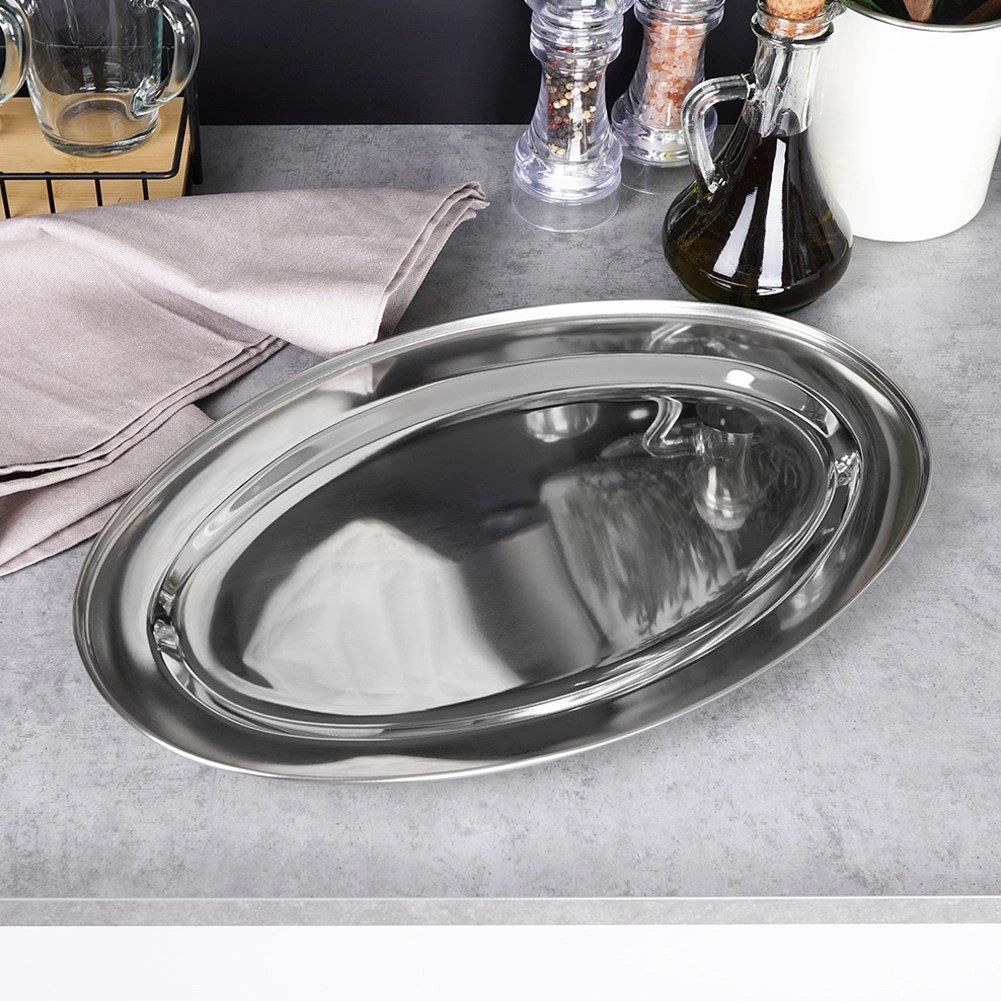 Taca do Serwowania Stalowa Owalna 39 x 26 cm EXCELLENT HOUSEWARE - obrazek 2