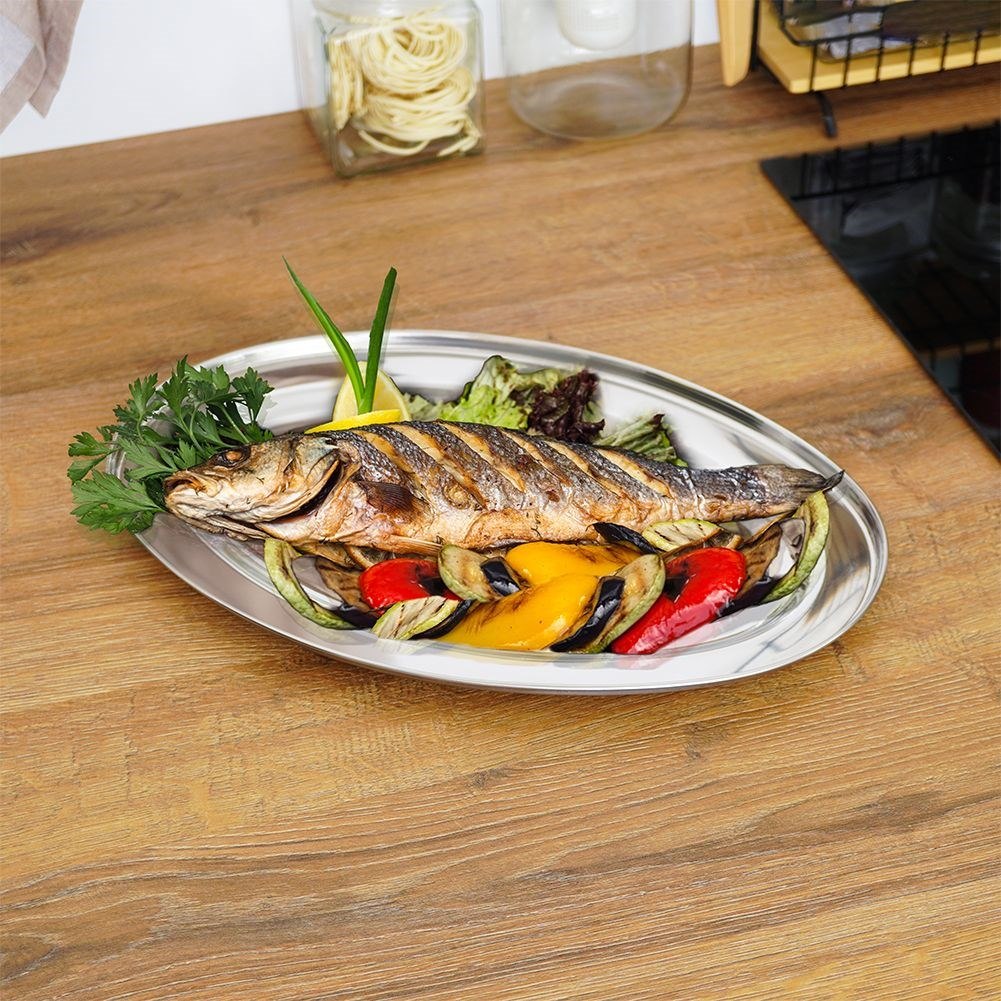 Zestaw Półmiski Tace Stalowe Owalne Solidne EXCELLENT HOUSEWARE 3 szt. - obrazek 5