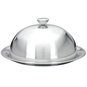 Taca do Serwowania Dań Przekąsek z Kloszem Stalowa HOUSEWARE 26 cm
