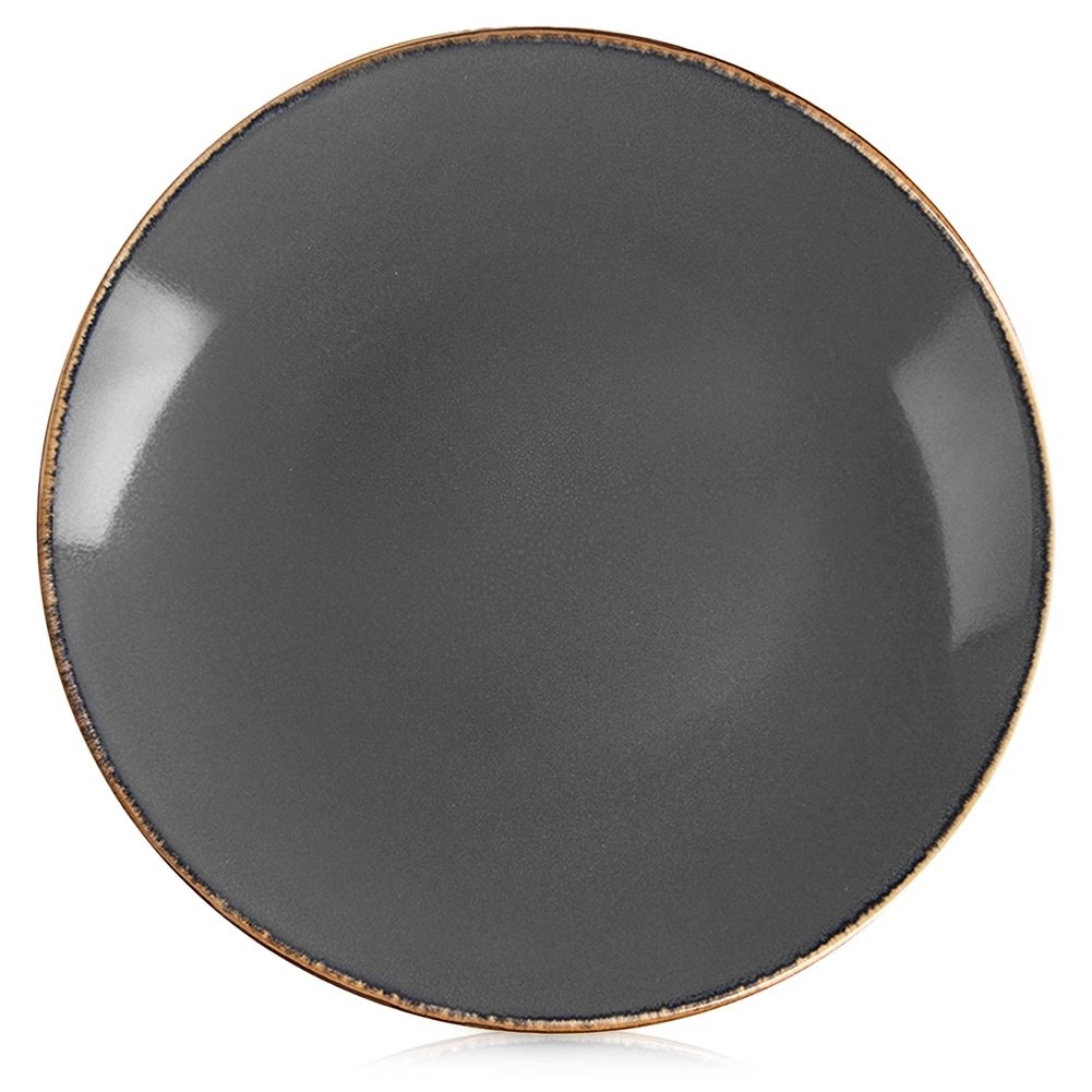 Talerz Deserowy 20,5 cm Ceramika Szary Glaze Nakrapiany Zmywarka