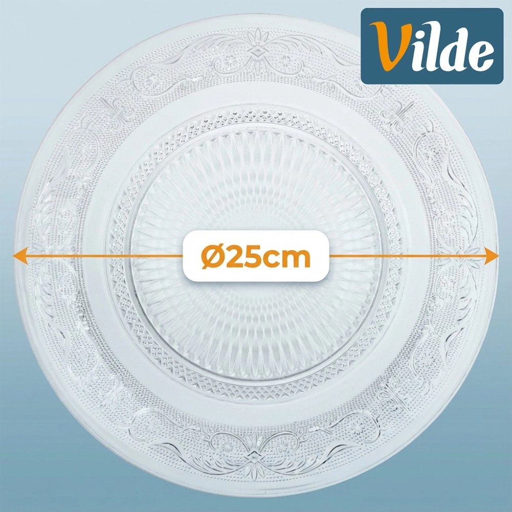 Talerz Obiadowy 25 cm Szkło Kryształowe Patera do Serwowania VILDE - obrazek 4