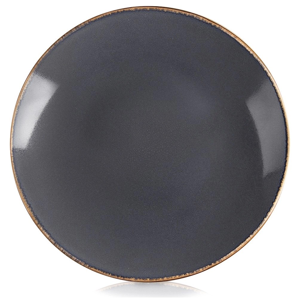 Talerz Obiadowy Płytki 27 cm Ceramika Szary Glaze Nakrapiany Zmywarka