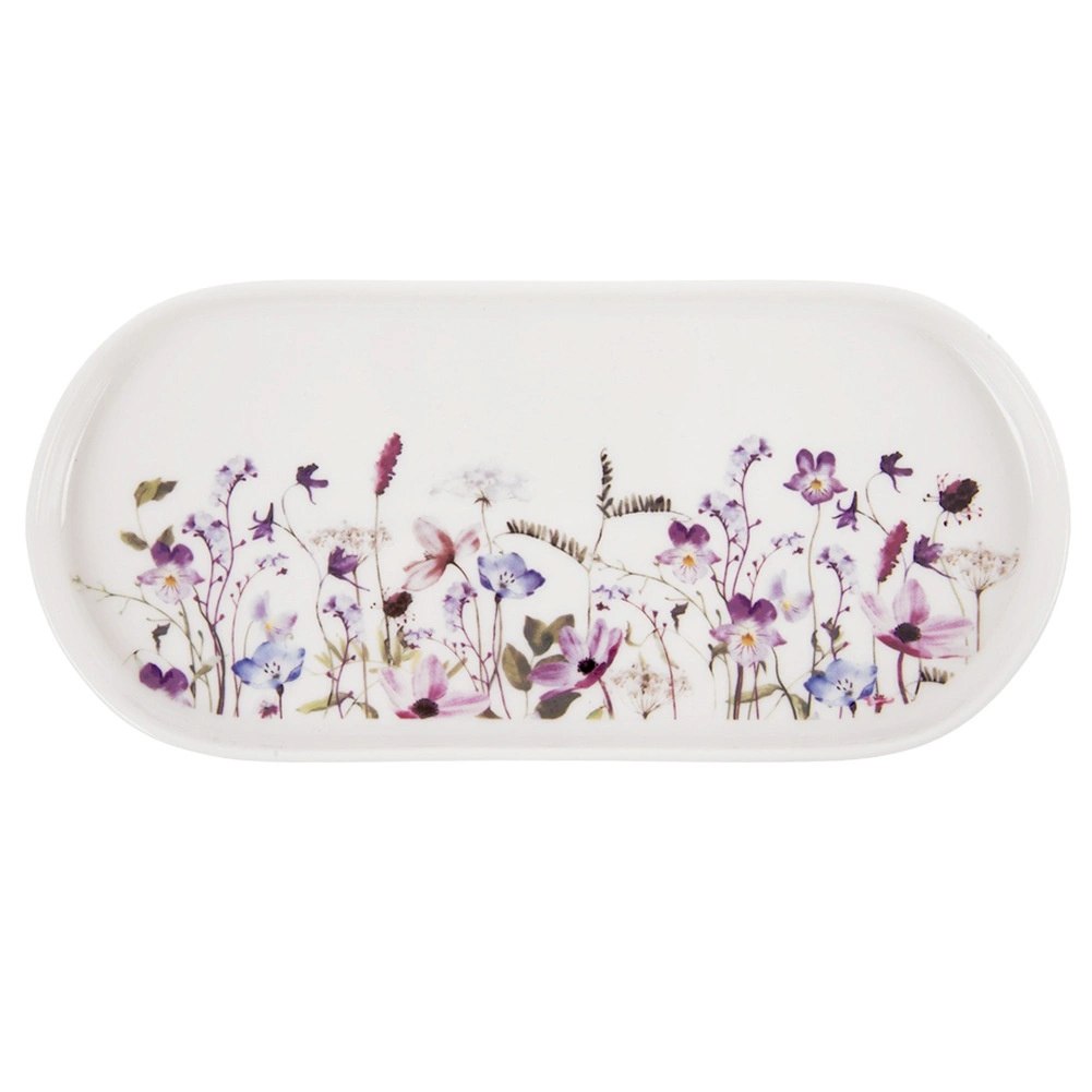 Talerz Owalny Porcelanowy 25 x 12 cm Louka Półmisek w Kwiaty - obrazek 3
