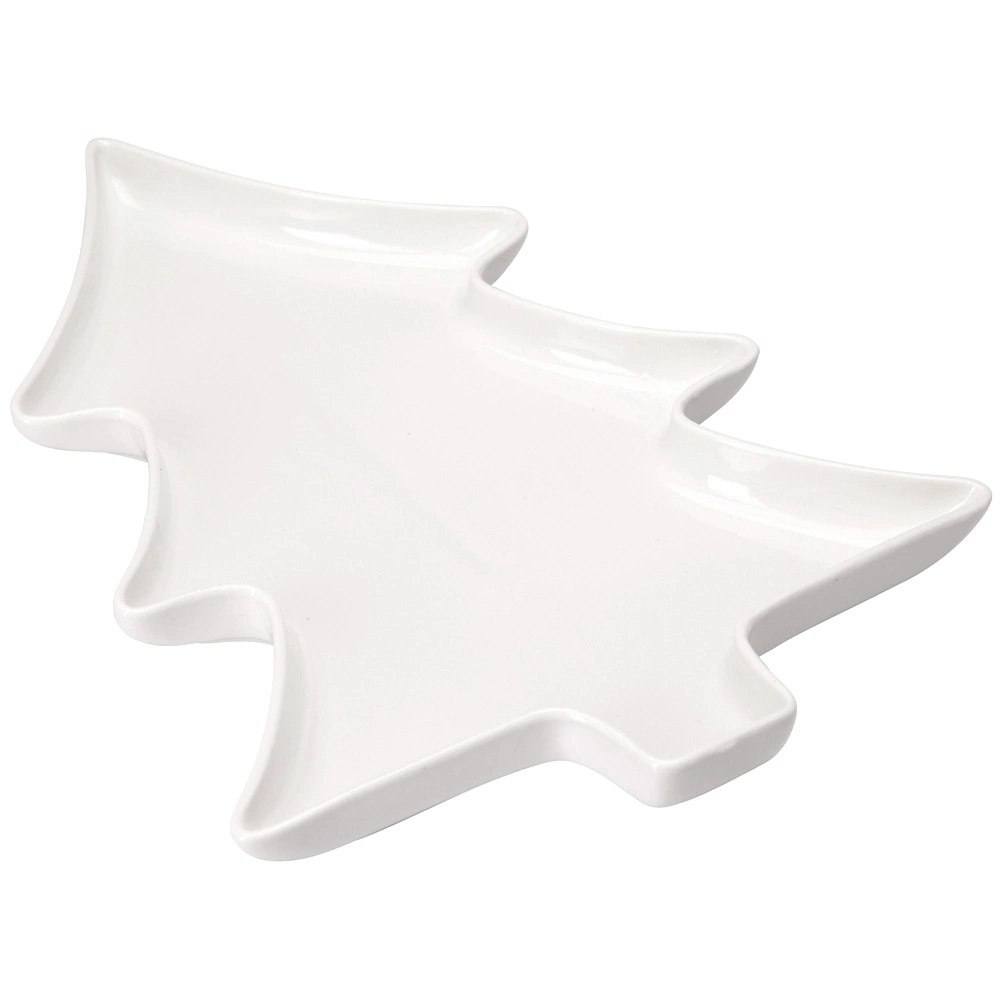Talerz Półmisek Porcelanowy Świąteczny Choinka na Przekąski 35 cm - obrazek 3