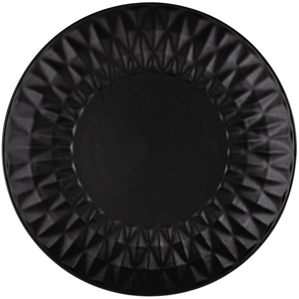 Talerz Deserowy Ceramiczny Czarny NAVA SOHO 20 cm Tłoczony Zmywarka - obrazek 2