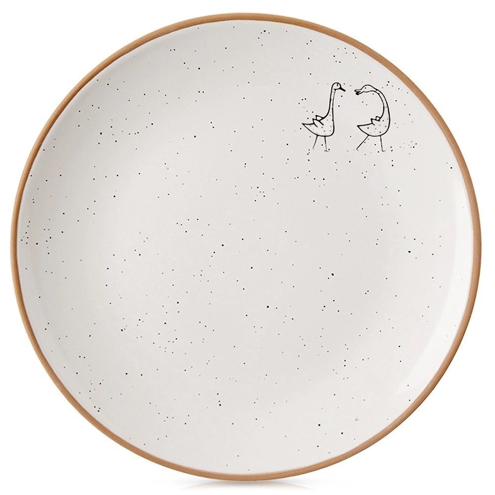 Talerz Deserowy Ceramiczny Beżowy 20 cm ORION Gąski Efektowny Dekor