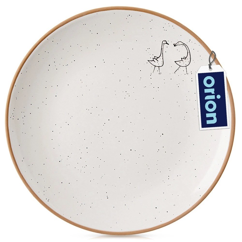 Talerz Deserowy Ceramiczny Beżowy 20 cm ORION Gąski Efektowny Dekor - obrazek 3