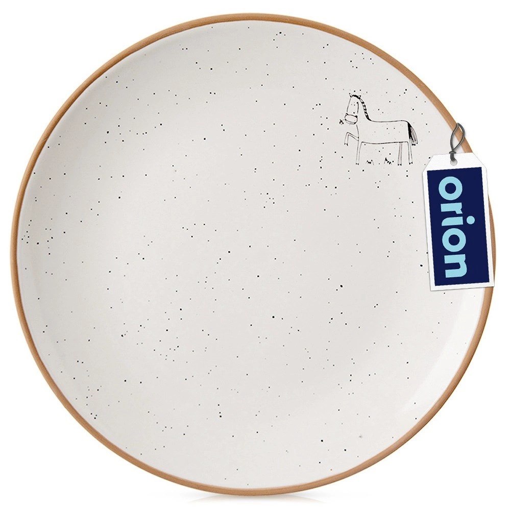 Talerz Deserowy Ceramiczny Beżowy 20 cm ORION Koń Efektowny Dekor - obrazek 3