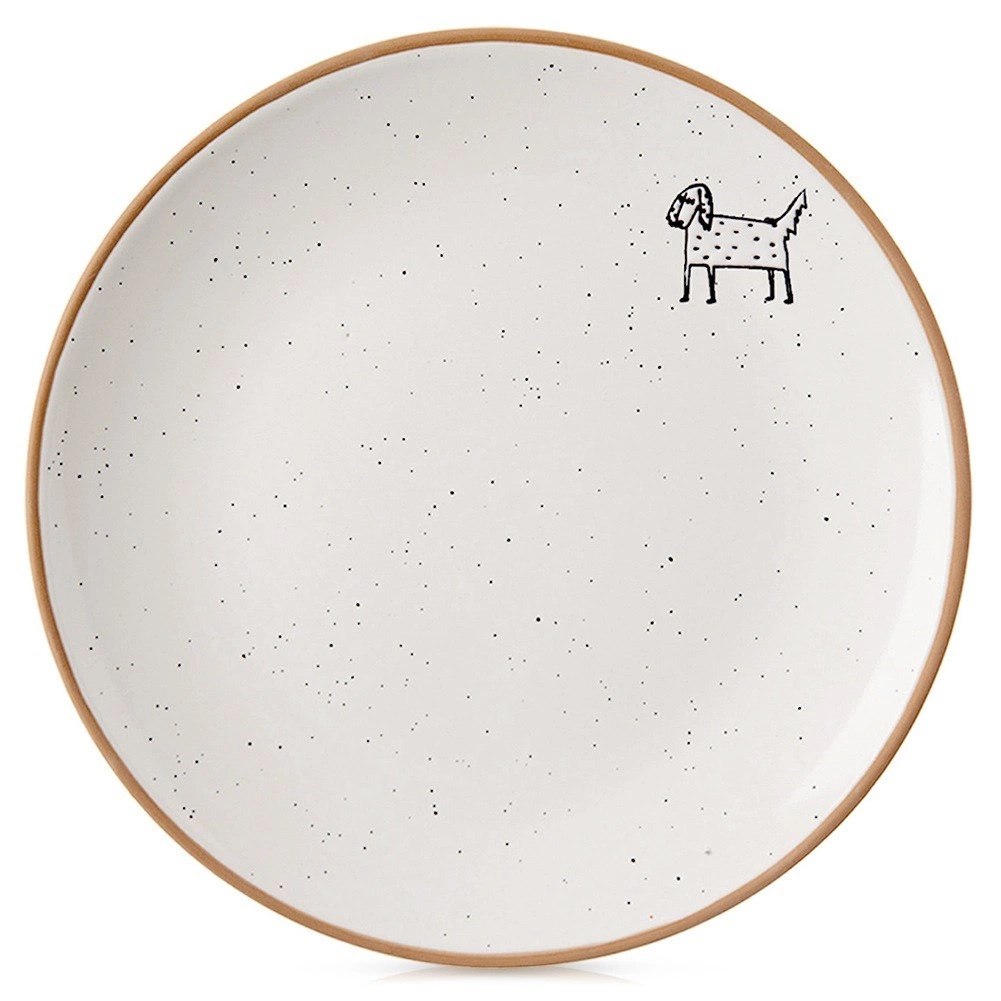 Talerz Deserowy Ceramiczny Beżowy 20 cm ORION Pies Efektowny Dekor