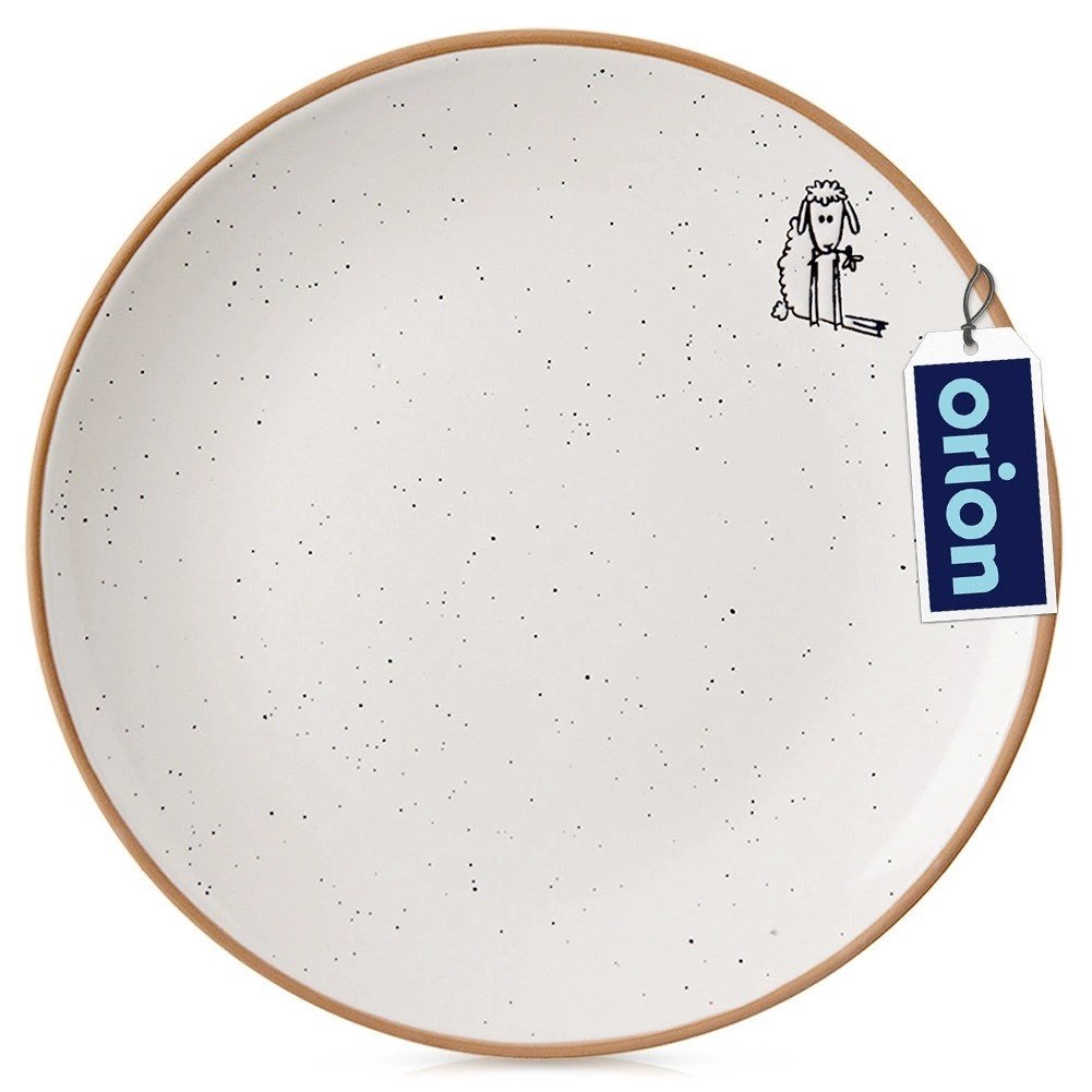 Talerz Deserowy Ceramiczny Beżowy 20 cm ORION Owieczka Efektowny Dekor - obrazek 3