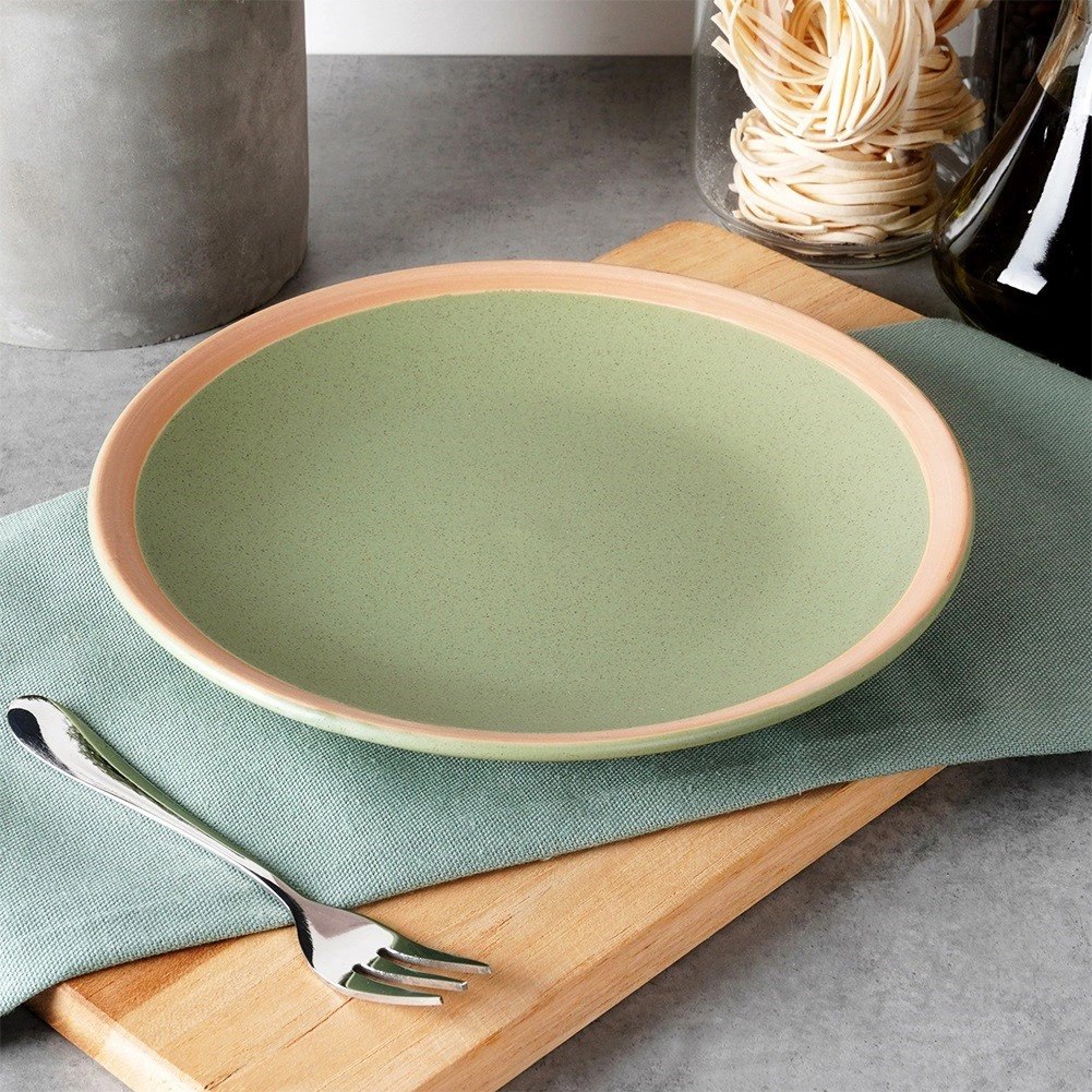 Talerz Deserowy Ceramiczny Zielony NAVA ARTHENA 21 cm Kamionkowy Brzeg - obrazek 2