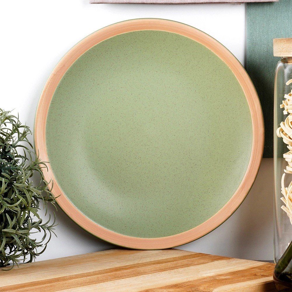 Talerz Deserowy Ceramiczny Zielony NAVA ARTHENA 21 cm Kamionkowy Brzeg - obrazek 3