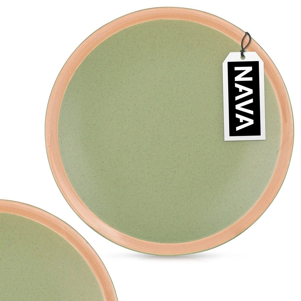 Talerz Deserowy Ceramiczny Zielony NAVA ARTHENA 21 cm Kamionkowy Brzeg - obrazek 6