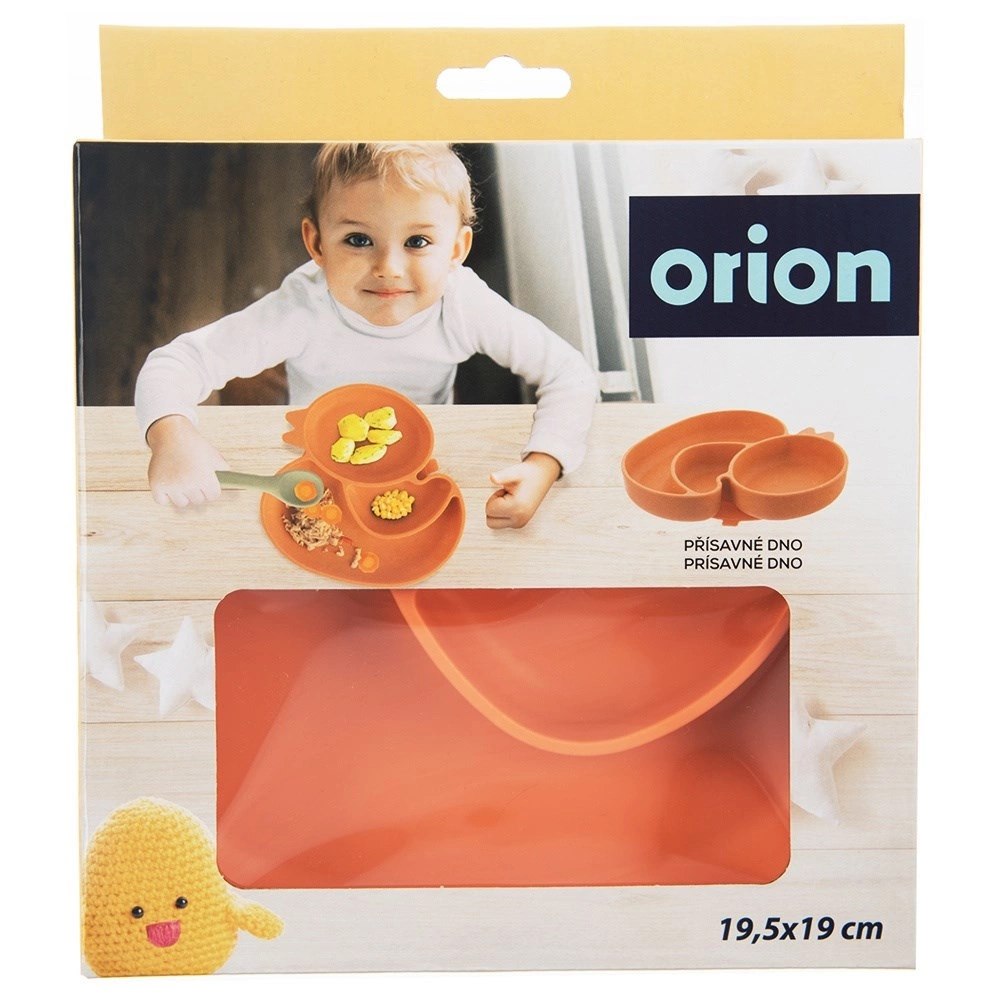Talerz dla Dziecka Silikon Dzielony Kaczka ORION Przyssawka Pomarańcz - obrazek 5