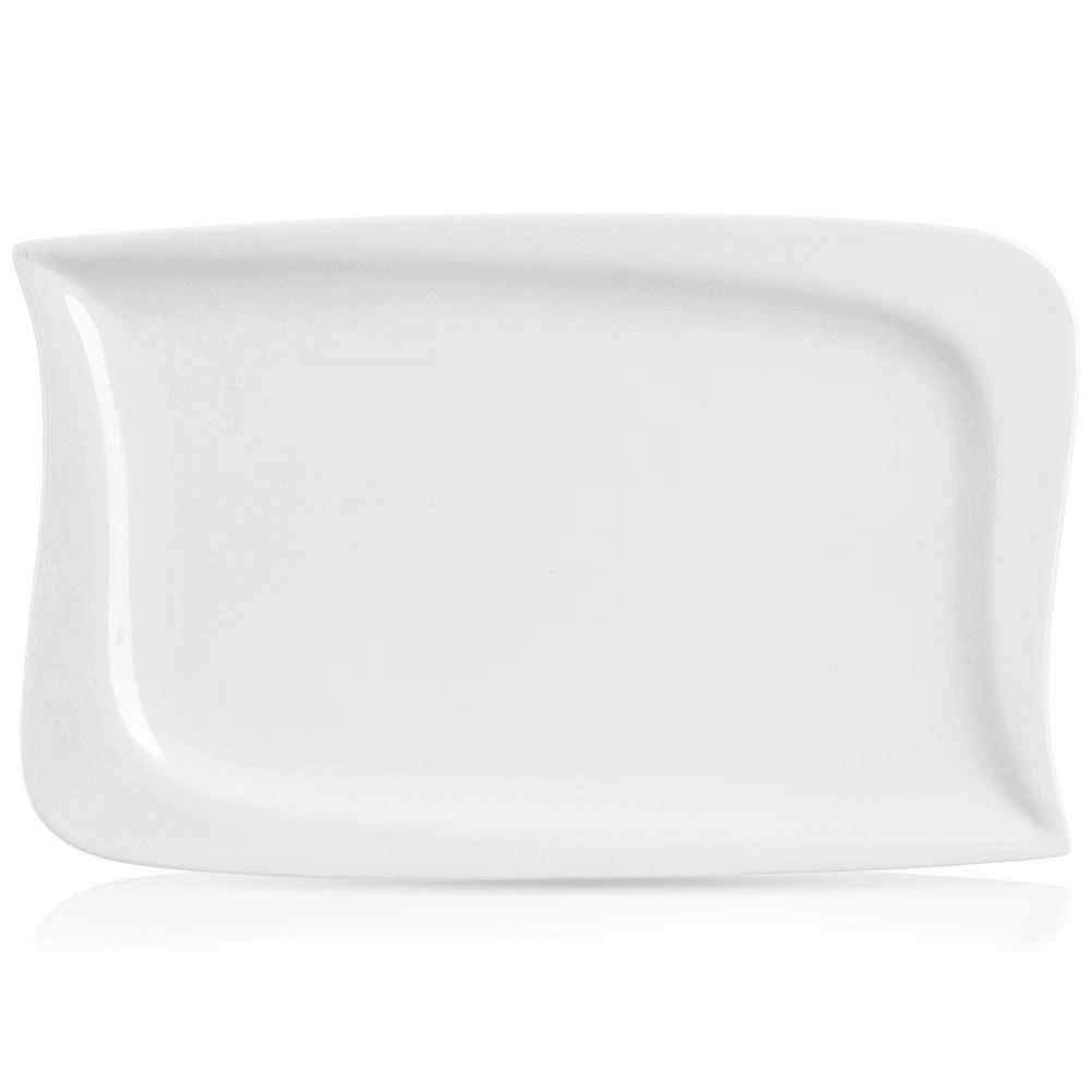 Talerz do Serwowania Podawania Porcelanowy Biały Ozdobny ORION 28x18 cm