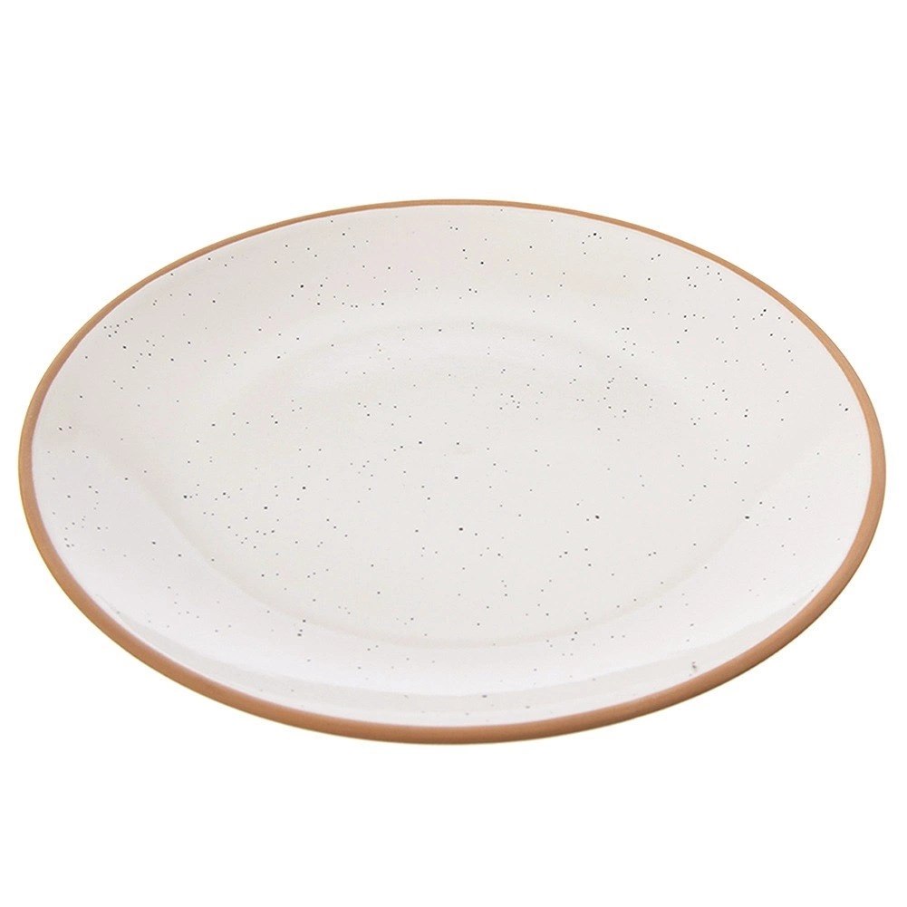 Talerz Obiadowy Płytki Ceramiczny Beżowy 27 cm ORION Kamionkowy Brzeg - obrazek 3