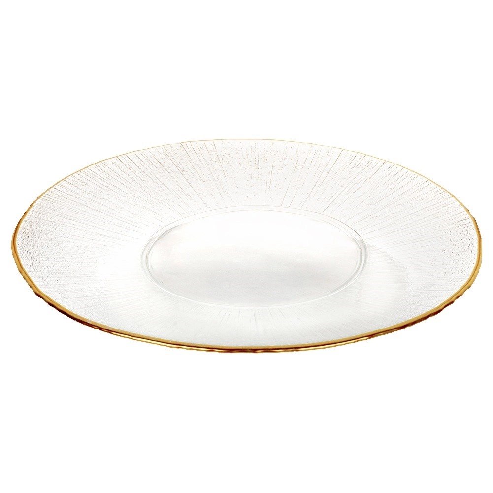 Patera Talerz Obiadowy Płytki Szkło Złoty VILDE 30 cm Kryształ - obrazek 3