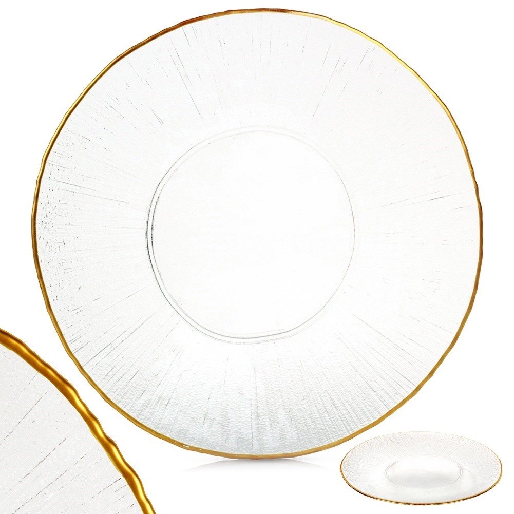 Patera Talerz Obiadowy Płytki Szkło Złoty VILDE 30 cm Kryształ - obrazek 7